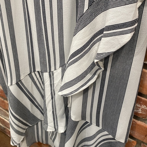 Bailey Blue Striped Off Shoulder Maxi Ruffle Hem Coastal Dress - Picture 2 of 5